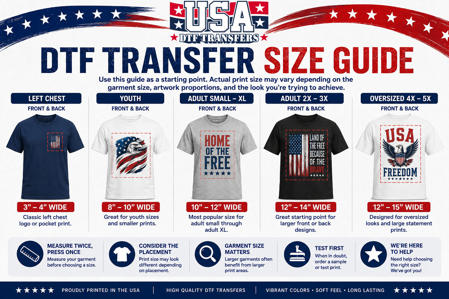 DTF Transfer Size Guide